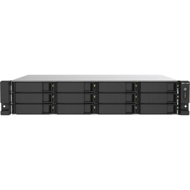 Сетевое хранилище без дисков/ SMB QNAP TS-1273AU-RP-8G NAS 12 HDD trays, 2x 2.5 GbE, rackmount, 2 PSU. 4-core AMD V1500B 2,2 GHz , RAM 8 GB (8 GB UDIMM DDR4 (1 x 8 GB) up to 32 GB (2 x 16 GB)). W/o rail kit RAIL-B02