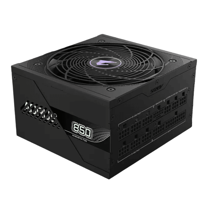 Блоки питания/ Power Supply Gigabyte AORUS ELITE P850W, 850W 80+ Platinum (ATX, 3.0, PCIe 5.0, Full modular, 1x24(20+4)pin, 1x12VHPWR, 2x4+4-pin CPU, 4xMolex, 6x6+2-pin PCIe, 8xSATA3, Active, 120x120mm, 150x140x86mm, APFC, black)