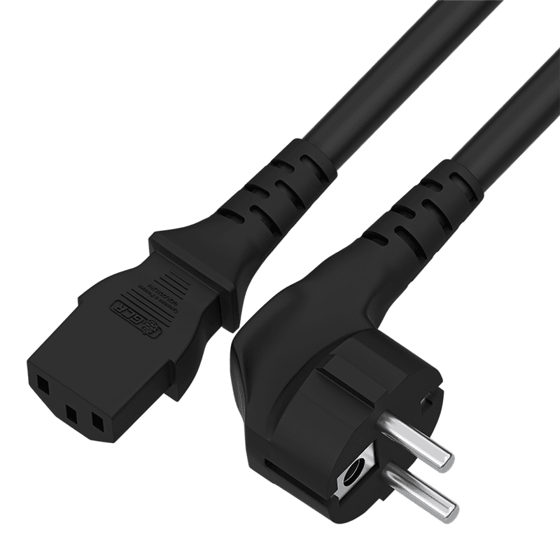 GCR PRO Кабель питания PROF черный, 10.0m, евровилка угловая Schuko - С13, 3*1,0mm, медь