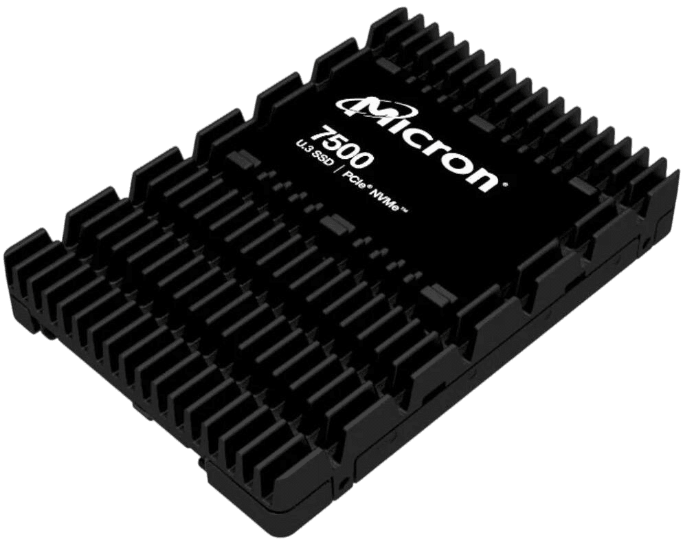 Твердотельный накопитель/ Micron SSD 7500 PRO, 3840GB, U.3(2.5" 15mm), NVMe, PCIe 4.0 x4, 3D TLC, R/W 6800/5300MB/s, IOPs 1 100 000/180 000, TBW 7008, DWPD 1 (12 мес.)