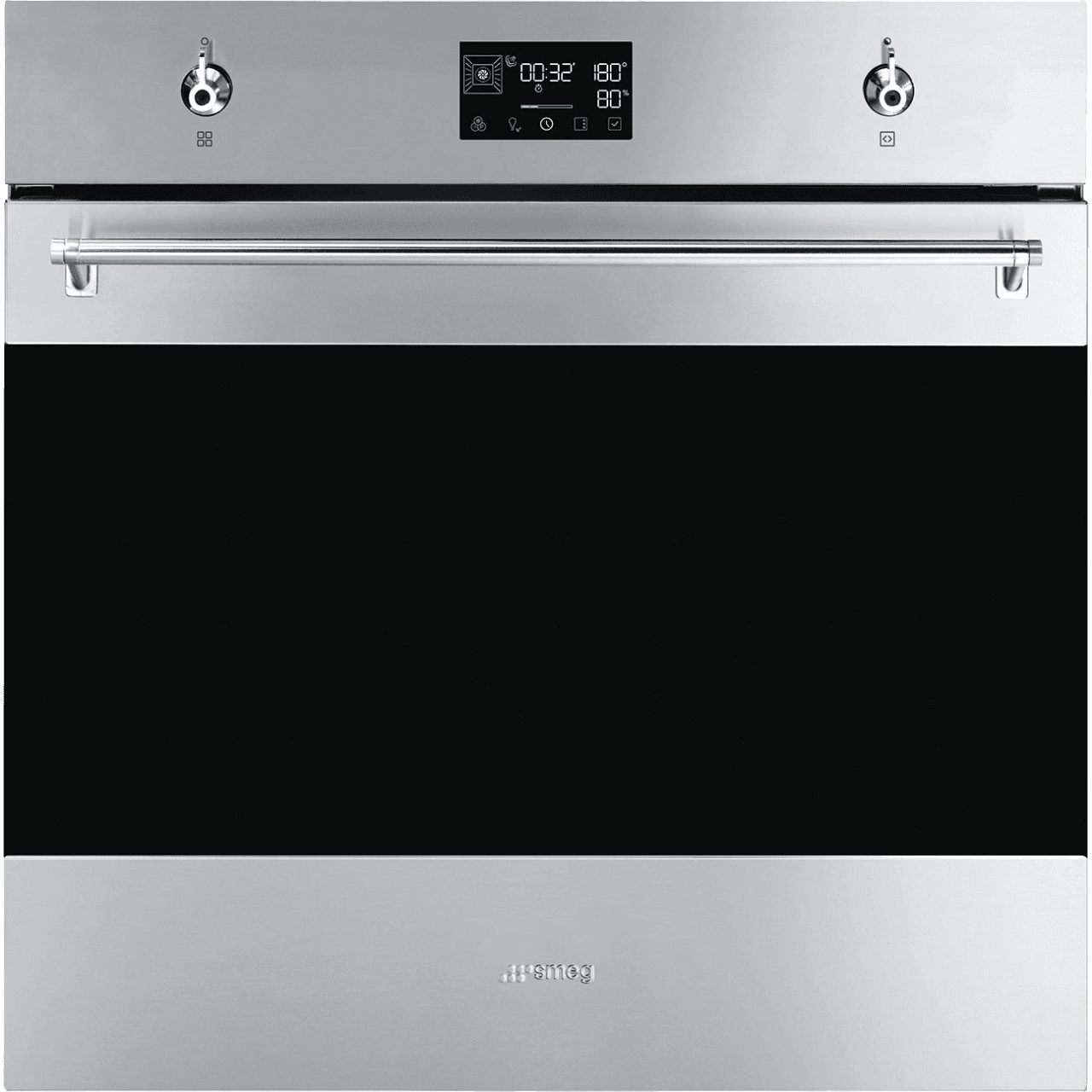 Встраиваемый духовой шкаф SMEG/ 60 см, Classica, 12 функций приготовления, Пиролиз, Обработка против отпечатков пальцев, Нержавеющая сталь