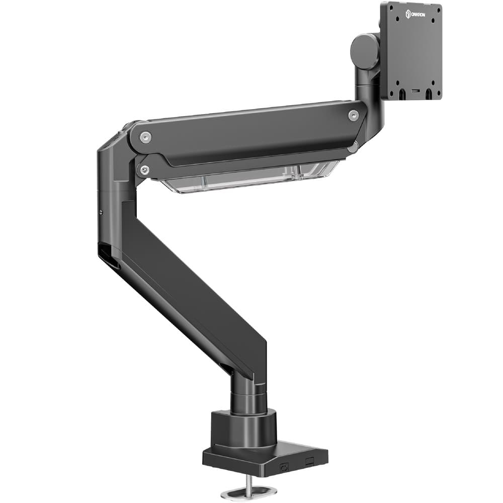 Кронштейн для мониторов ONKRON/ 17-57" ГАЗЛИФТ макс 200*200 наклон -20"/+60", поворот +90° ~-90°, угол вращения VESA 180", 2 колена, вылет от основания 0-585мм, вертик перемещение 325-655мм, вес 2-27кг, портретная/альбомная ориентация, черный