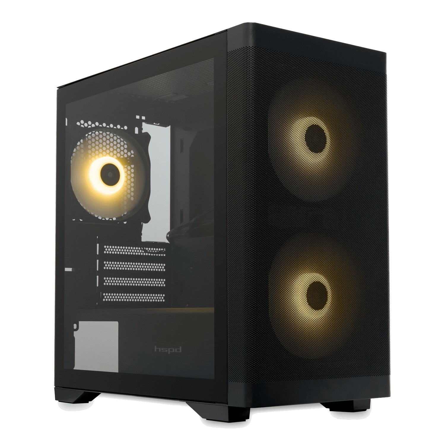 Корпус без блока питания/ Case HSPD M320, Mesh Mini-tower, Black, slide TG, 0.45 SPCC, 2x140mm ARGB (M11-140)+1x120mm ARGB (M11-120) mATX, mITX 160/340/184mm 2x2.5", 2x3.5", 4xPCI 2xUSB-A 3.0, 1xUSB-A 1.0 390x200x385mm