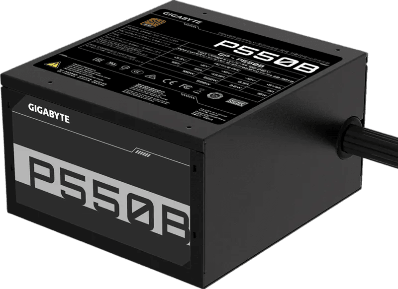 Блоки питания/ Power Supply Gigabyte GP-P550B, 550W 80+ Bronze (ATX, 2.31, Non-modular, 1x24(20+4)pin, 1x4+4-pin CPU, 3xMolex, 2x6+2-pin PCIe, 6xSATA3, Active, 120x120mm, 150x140x86mm, APFC, black)