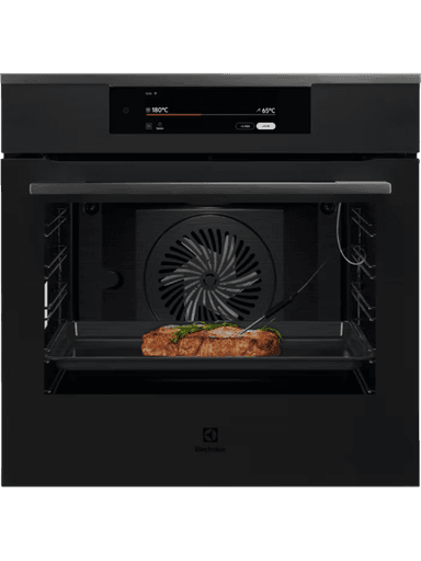 Встраиваемый духовой шкаф ELECTROLUX/ электрический с конвекцией, объем 72 л, 17 режимов, очистка паровая, 3 стекла в дверце, направляющие проволочные + телескопические (1 уровень),черное стекло и черный матовый,термозонд