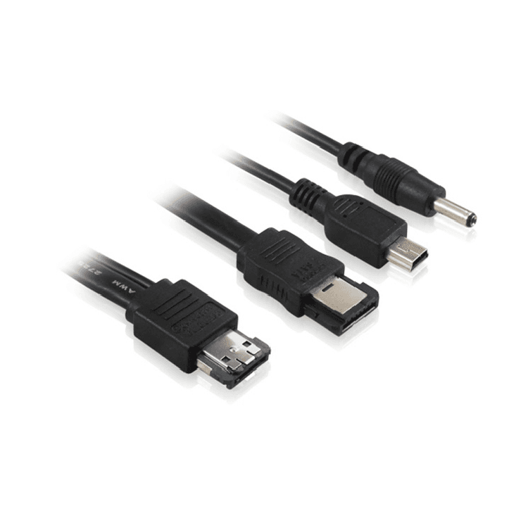 Комплект eSATA-кабелей 1 m eSATAp- ESATA - mini USB+ DC GCR GC- ST506, 7pin / 7pin / miniB 5pin / кабель постоянного тока DC, пакет