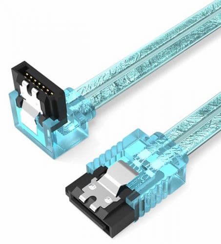 Кабель Vention SATA 3 M/SATA 3 M угол 90 с защелками, голубой - 0.5 м