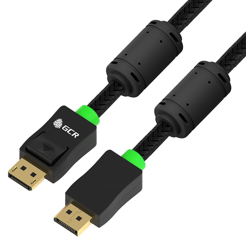 GCR PRO Кабель PROF Premium 1.0m DisplayPort v1.4, в оплетке нейлон, 8K 60Hz, 4K 165Hz, черный, ферритовые фильтры, медь, 3Х экран с армированием