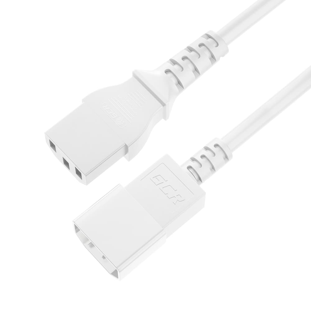GCR PRO Кабель питания PROF удлинитель белый, 3.0m, С13 - С14, 3*1,0mm, медь, GCR-54362