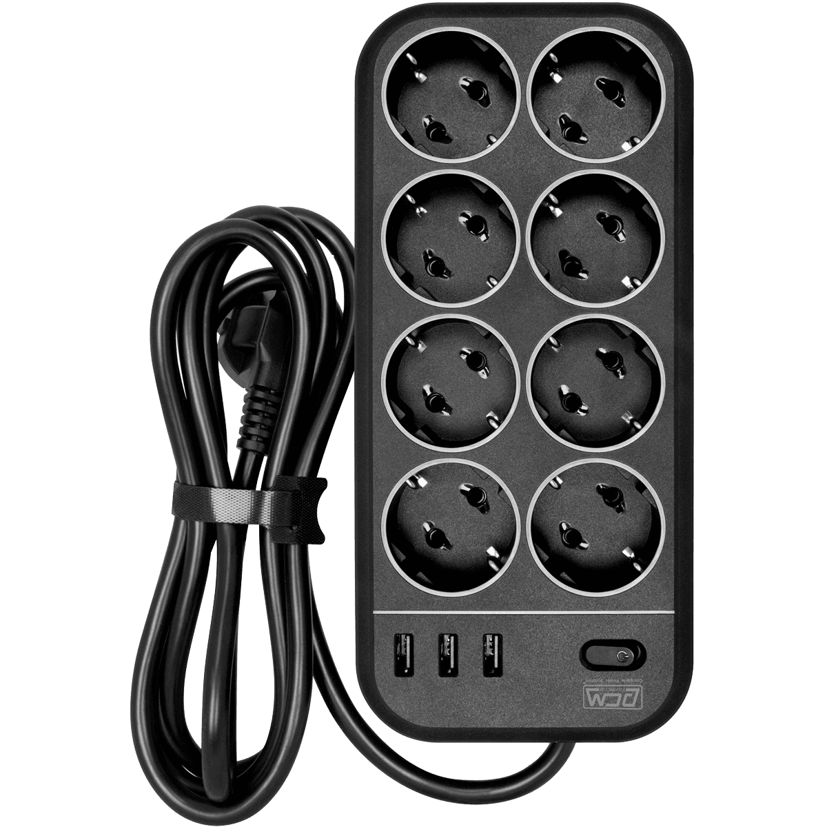 Фильтр-удлинитель PowerCom SP-08 USB03AB 1.8M, 8 розеток, черный, 16А, 4кВт, 175Дж, 3*USB, защитные шторки, защита от КЗ, перегрузки, ВЧ и импульсных помех, кабель 3x1 мм2, ШхГхВ 230х105х45 мм, вес 0.55 кг./ Surge protector PowerCom SP-08 USB03AB 1.8M, 8 sockets, black, 16A, 4kW, 175J, 3*USB, protective curtains, protection against short circuit, overload, RF and impulse noise, cable 3x1 mm2, WxDxH 230x105x45 mm, weight 0.55 kg.