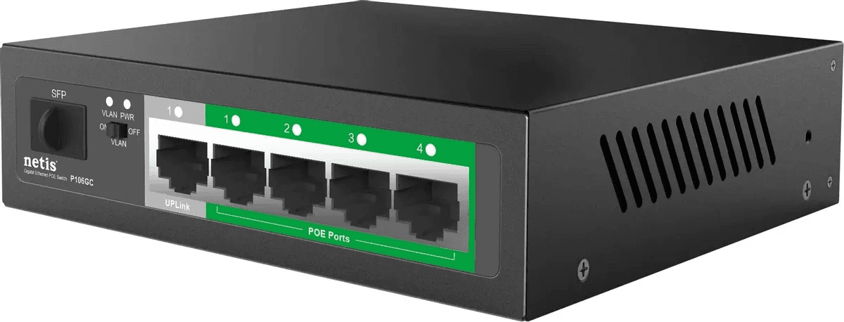 Коммутатор/ Коммутатор Netis P106GC (L2) 5x1Гбит/с 1SFP 4PoE 60W неуправляемый