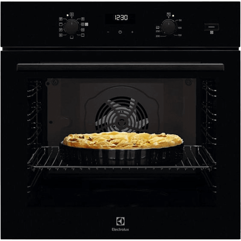 Встраиваемый духовой шкаф ELECTROLUX/ Встраиваемый духовой шкаф с паром, 60 см, каталитическая очистка, 72 л, 8 режимов, черный цвет,направляющие проволочные + телескопические (1 уровень)