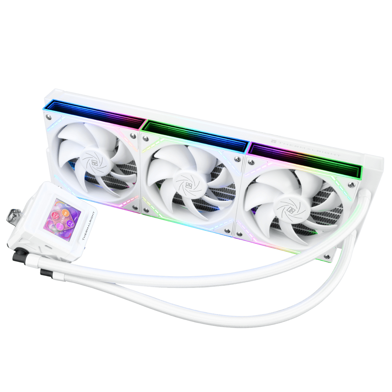 Водяное охлаждение для процессора/ Water Cooling System Thermalright Frozen Warframe SE 360 ARGB V2 (360mm, LED temp., White, ARGB/ Fans: 3x120mm, 68.9CFM, 28.2dBA, 2000RPM/ Pump height 59mm, Rad thickness 27mm/ S: 1851, 1700, 1200, 115X, AM5, AM4)