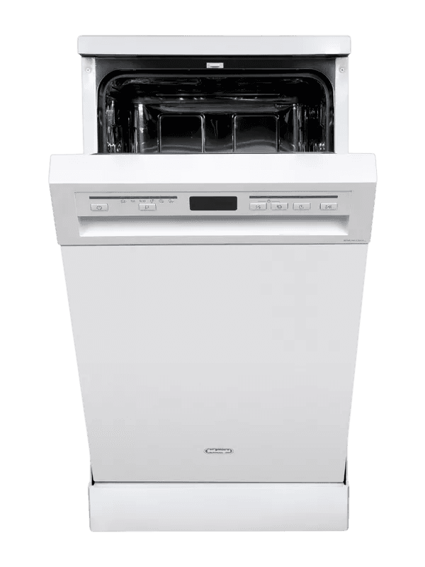 Посудомоечная машина Delonghi/ Вместимость: 9 комплектов, А++, Ширина: 45 см, Управление: электронное, Расход воды: 9 л, Уровень шума: 49 дБ, Количество программ: 4, Количество температурных режимов: 5, Таймер отсрочки мойки: 3/6/9/12 ч, Сушка посуды: конденсационная, Внутренняя LED-подсветка, Защита от протечек (Aqua-Stop), Половинная загрузка, Использование средств 3в1, Автоматическая установка жёсткости воды, LED дисплей, Функция "Bambino controle", Функция сушки посуды "eco dry +", Цвет: бел