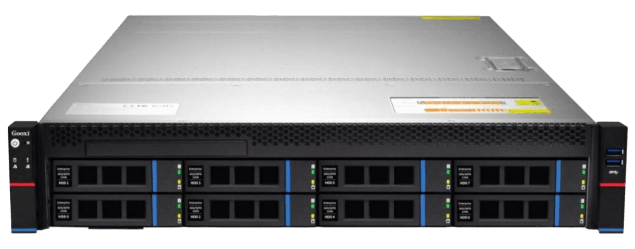 Gooxi 0.95.002.1046 AS201-D08R-G3 2u 8 bay server with direct backplane,based on ICE lake; Rear 2x2.5" NVMe, 2x1300W