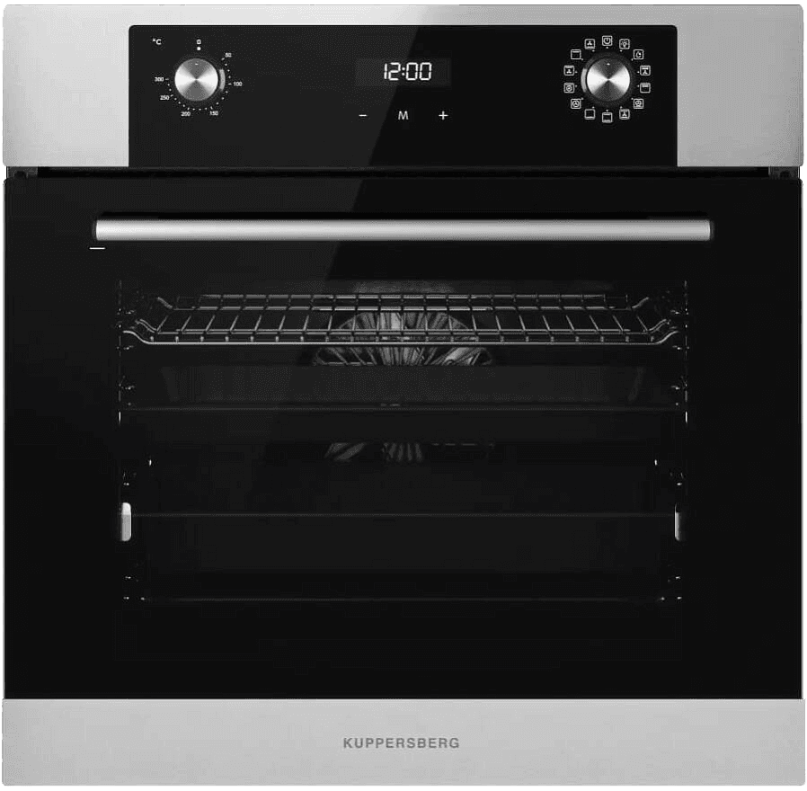 Встраиваемый духовой шкаф KUPPERSBERG/ KITCHEN RETAIL / Встраиваемый духовой шкаф KUPPERSBERG, High-Tech, объем 70 л, 13 режимов, электронное управление (утапливаемые переключатели, аналоговый дисплей), телескопические направляющие на одном уровне, максимальная температура 300 градусов, 2 стекла в дверце, цвет черный/нержавеющая сталь