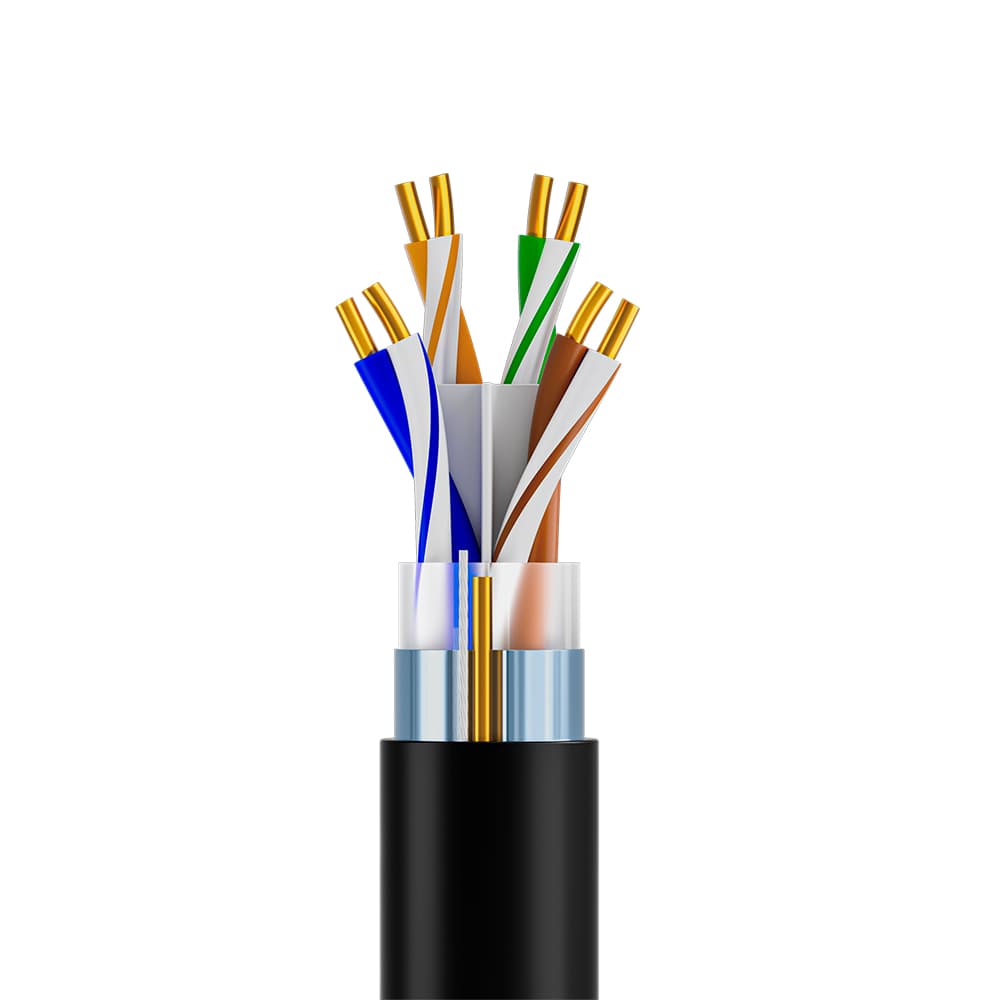 GCR Кабель витая пара кат.6А F/UTP LSZH 50м медь 4х2х0,57(23AWG) одножильный(Solid), черный
