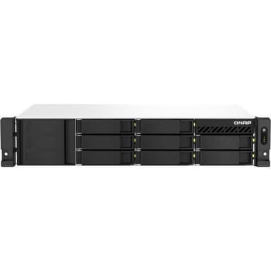 Сетевое хранилище без дисков/ SMB QNAP TS-873AeU-RP-4G NAS 8 HDD trays, 2x 2.5 GbE. 64-bit 4-core AMD V1500B 2,2 GHz, 4 GB. RAM (1*4 GB) up to 32GB (2*16 GB), 2 x M2 2280 (PCIe Gen3 x 1), 2xPSU W/o rail kit RAIL-B02