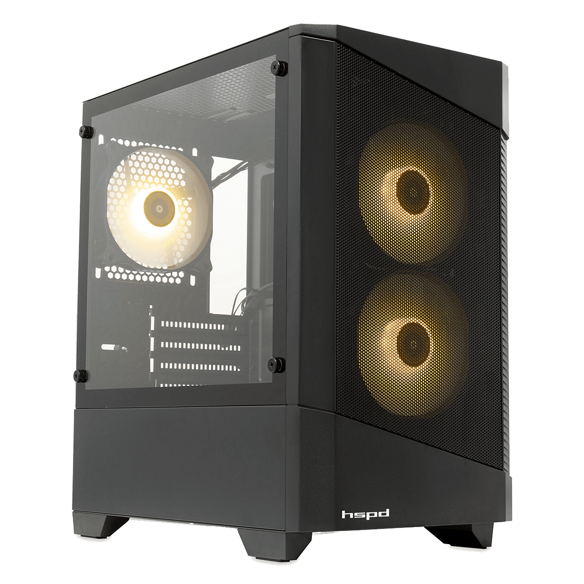Корпус без блока питания/ Case HSPD M330, Mesh Mini-tower, Black, TG, 0.6 SPCC, 3x120mm ARGB (M11-120) mATX, mITX 175/330/160mm 2x2.5", 2x3.5", 4xPCI 1xUSB-A 3.0, 2xUSB-A1.0 365x216x405mm