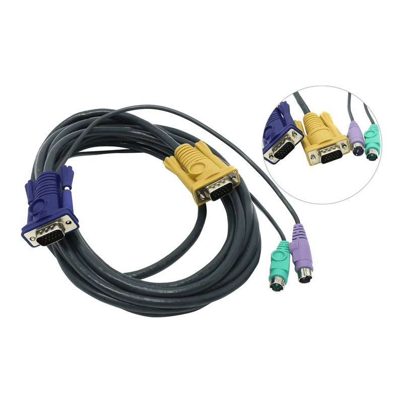 D-Link DKVM-IPCB Кабель для KVM-переключателя DKVM-IP8 длиной 1,8 м с разъемами VGA и PS/2