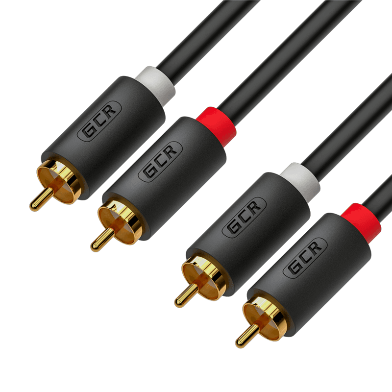 GCR PRO Кабель 15.0m аудио 2 х RCA / 2 х RCA, GOLD, черный