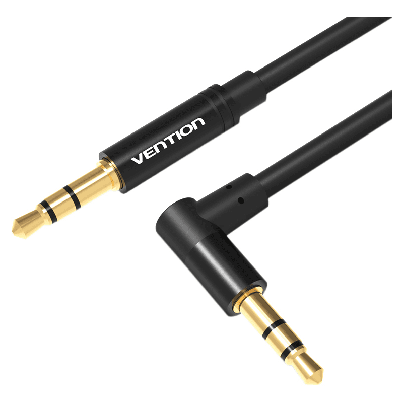Кабель Vention аудио Jack 3,5 mm M/Jack 3,5 mm M угол 90 - 1м Черный
