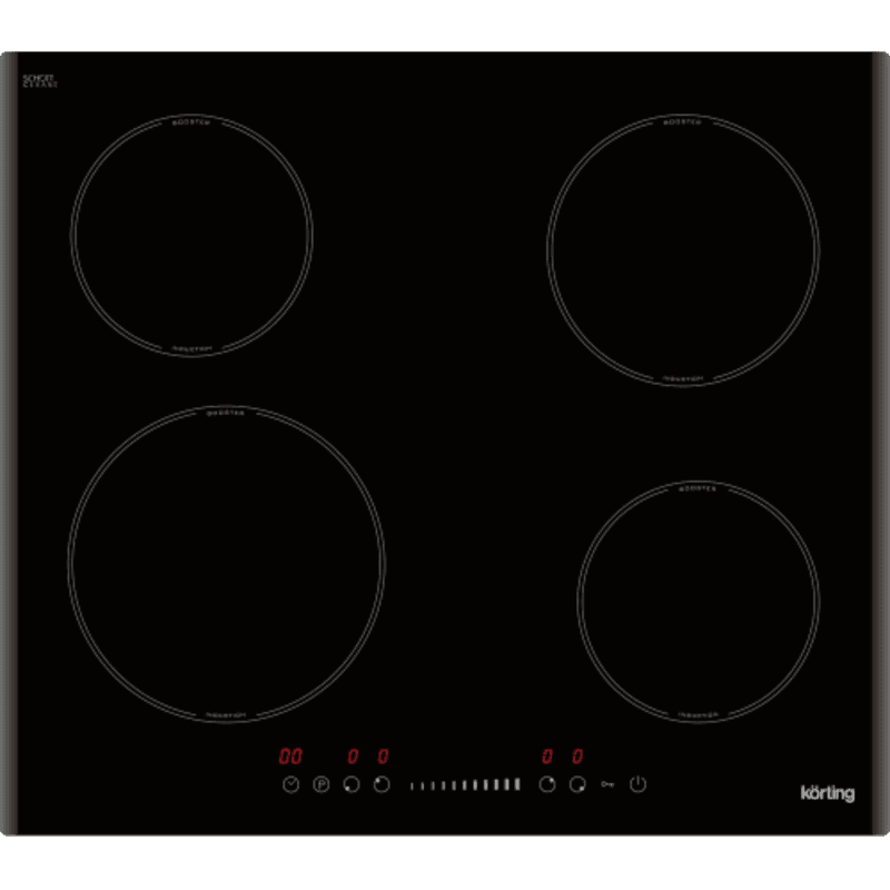 Встраиваемая варочная панель Korting/ 60 см, сенсорное управление Slider Touch, 4 индукционные зоны приготовления, LED индикация для каждой зоны, Таймер, Функция "Защита детей", Автоматическое отключение, Индикация остаточного тепла, Booster для всех зон, TWIN Booster для 1ой зоны, Цвет: черный, Дизайн рамки: 2 скошенных края