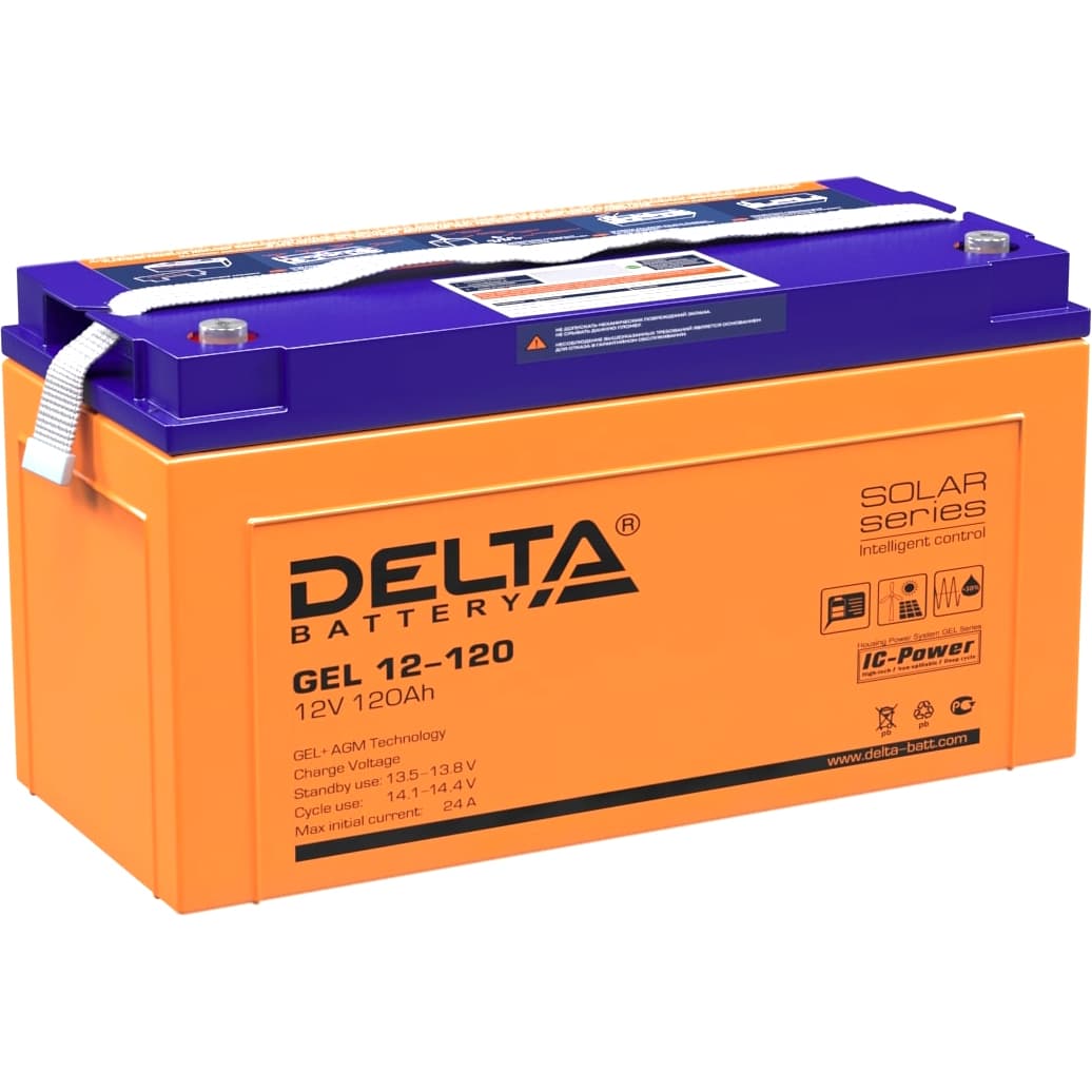 Аккумуляторная батарея Delta GEL 12-120 напряжение 12В, емкость 120А·ч (406х172х228мм)