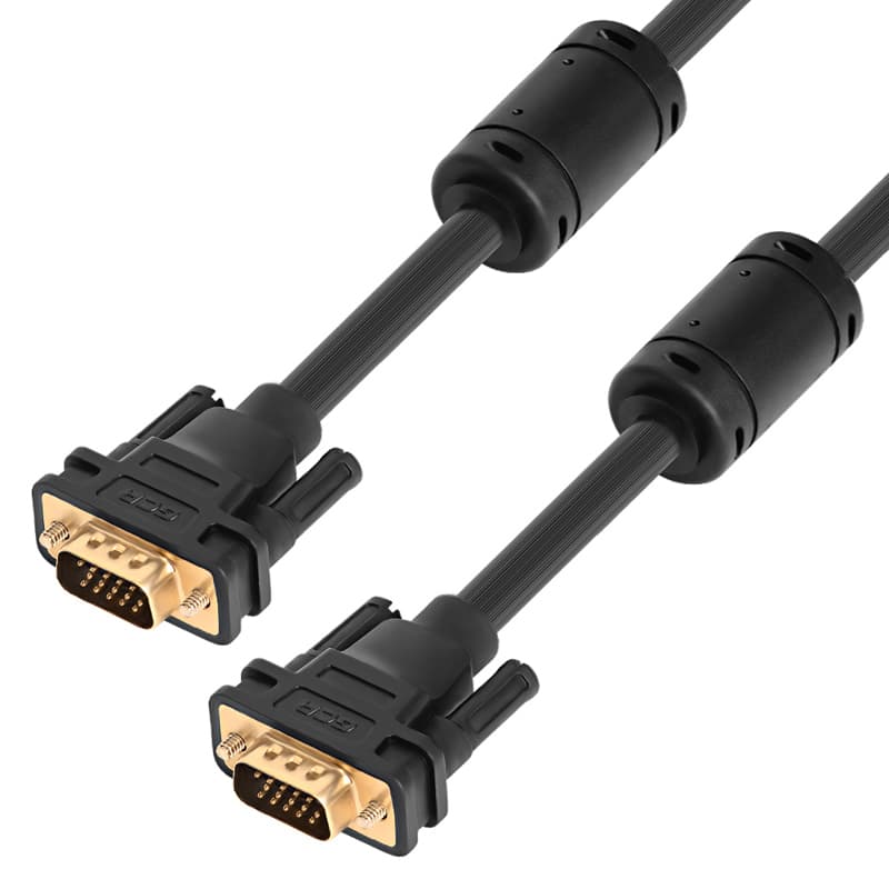 GCR PRO Кабель PROF Premium SVGA 1.8m чёрный, GOLD, медь, ферритовые кольца, OD8.0mm, 15M / 15M, 28/28 AWG, двойной экран