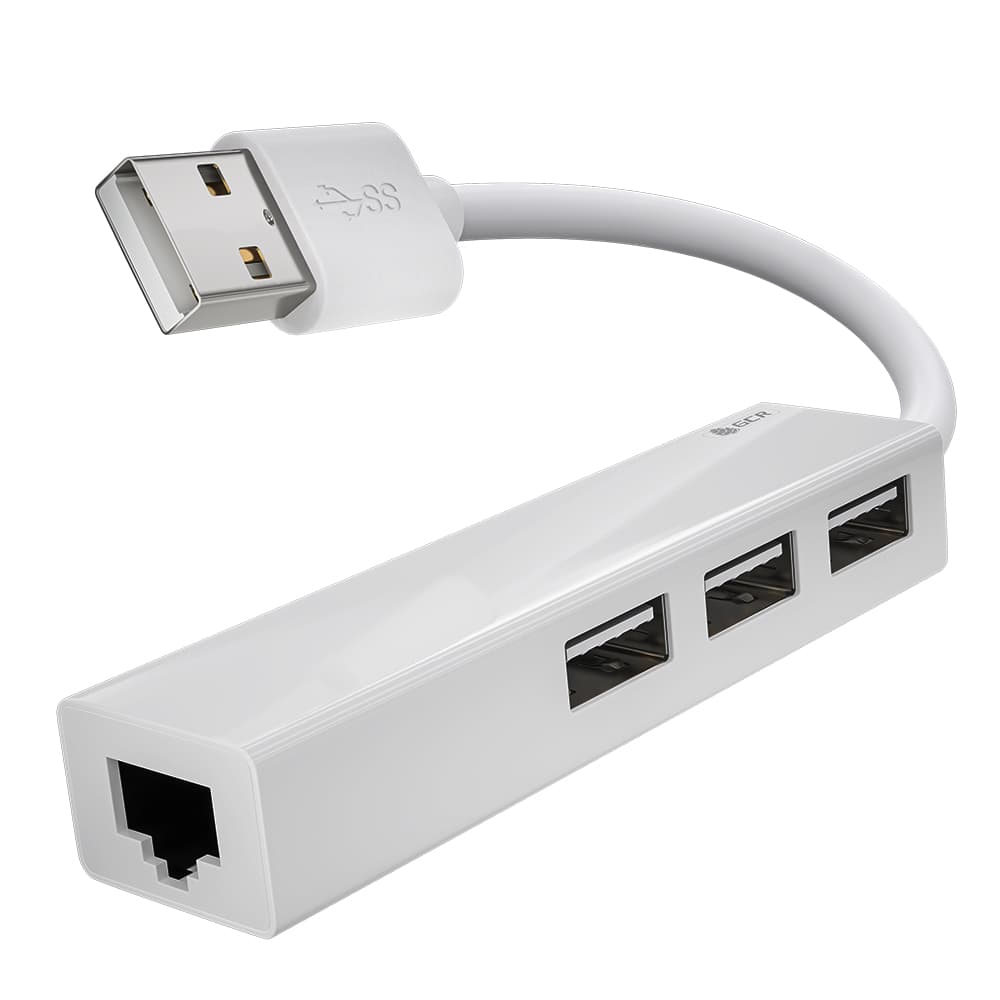 Greenconnect USB 2.0 Разветвитель на 3 порта + 10/100Mbps Ethernet Network GCR-AP03