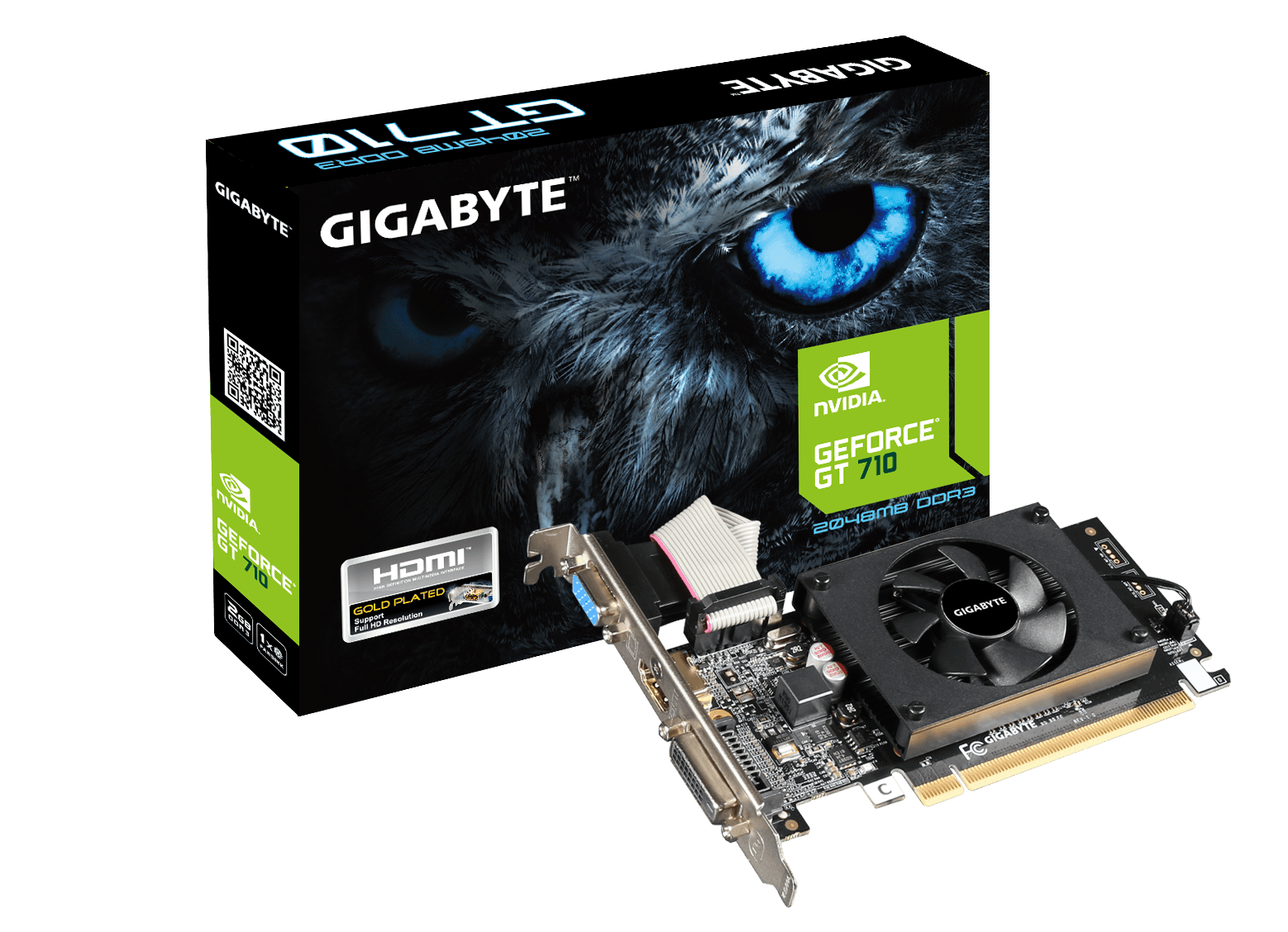 Видеокарта Gigabyte GV-N710D3-2GL RTL GT710, 2Gb, 64bit, DDR3, D-Sub, DVI, HDMI, PCI-E