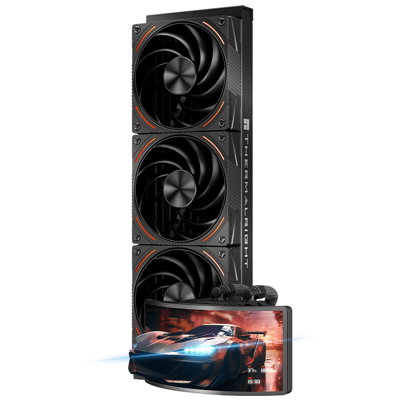 Водяное охлаждение для процессора/ Water Cooling System Thermalright Rainbow Vision 360 Turbo (360mm, LED, Black, ARGB/ Fans: 3x120mm, 120.38CFM, 44.7dBA, 3000RPM/ Pump height 86mm, 6400RPM, Rad thickness 27mm/ S: 1700, 1200, 1851, 115X, 2011, 2066, AM5, AM4)