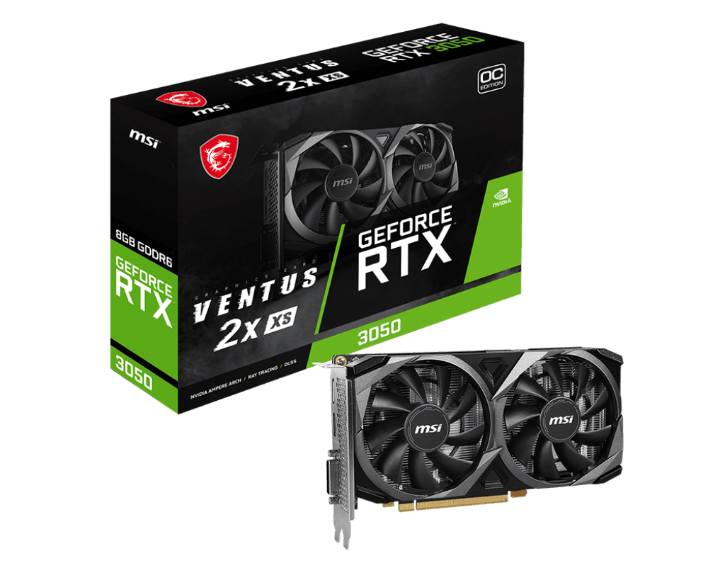 Видеокарта/ VGA MSI NVIDIA GeForce RTX 3050 VENTUS 2X XS 8G OC 8GB, GDDR6/128-bit, PCIe 4.0, 1xDVI-D, 1xHDMI 2.1, 1xDP, 2.3-slot