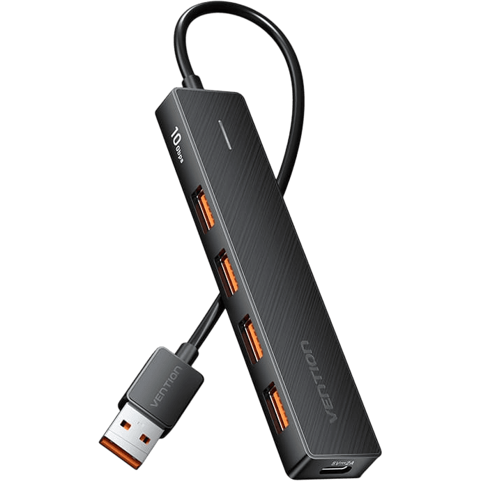 Концентратор Vention USB 3.2 Gen 2 на 4 порта Черный - 0.15м.
