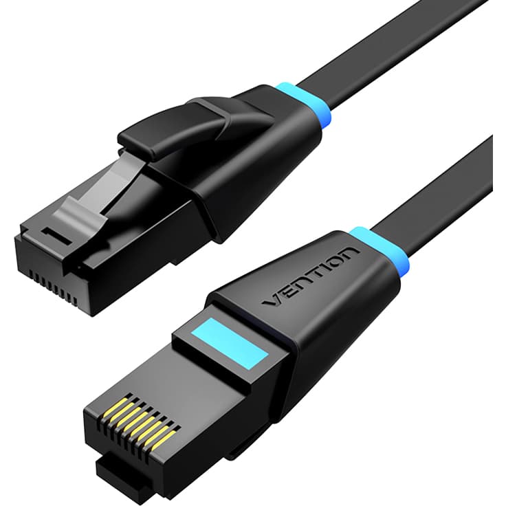 Патч-корд Vention прямой UTP cat.6, RJ45 - 8м. плоский Черный