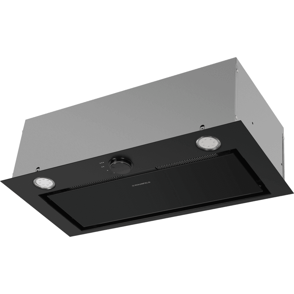 ВЫТЯЖКА MAUNFELD CROSBY HARDY 60 BLACK/ Полновстраиваемая, 60см, 1000 м3, механическое управление, LED, площадь кухни до 35м2, опция: угольный фильтр CF140C, черная