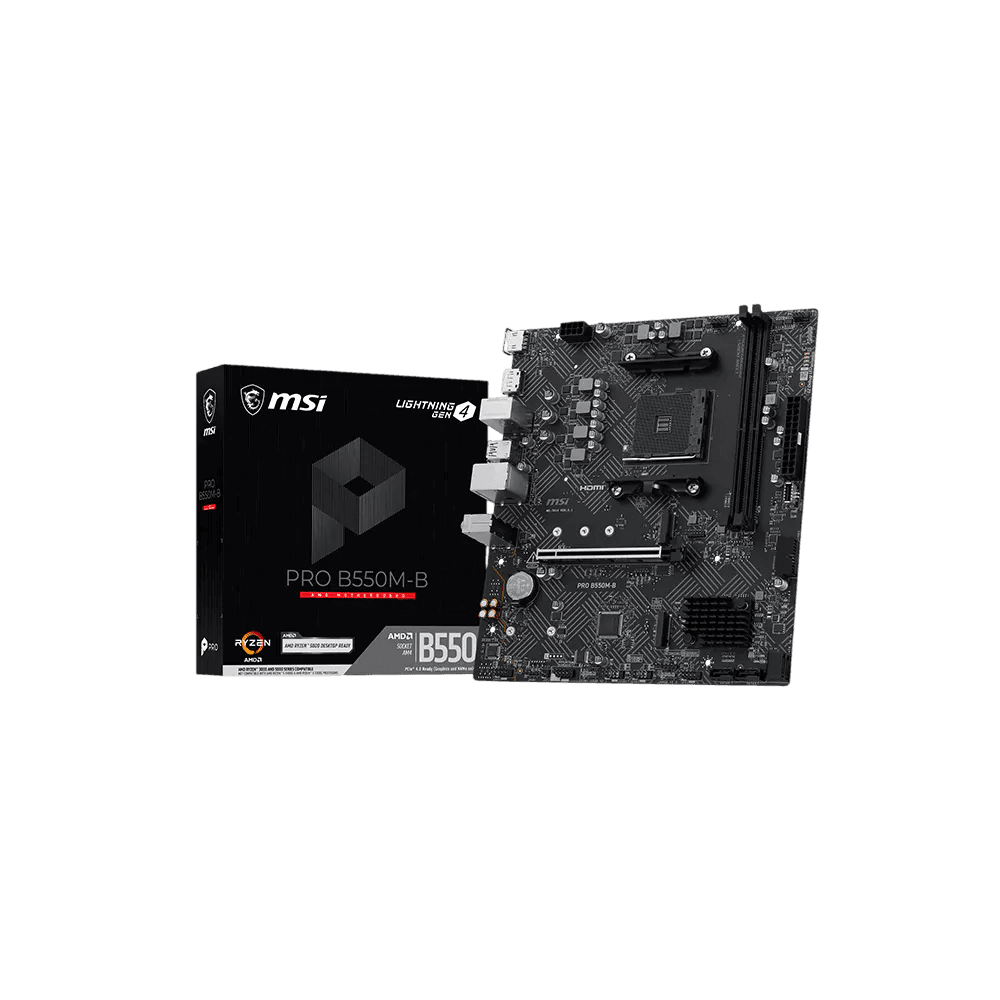 Материнская плата MSI PRO B550M-B Soc-AM4 AMD B550 2xDDR4 mATX AC`97 8ch(7.1) GbLAN RAID+HDMI+DP