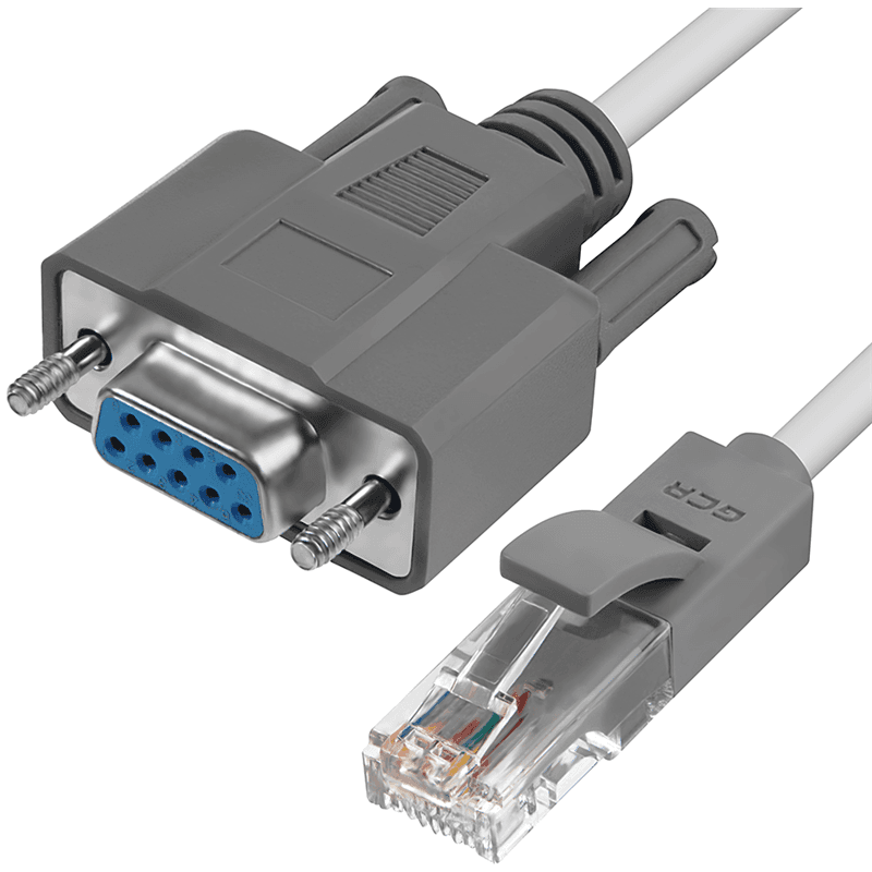 GCR PRO Адаптер-переходник 1.0m серый, RS-232 DB9 F/RJ45 8P8C, медь, 30 AWG