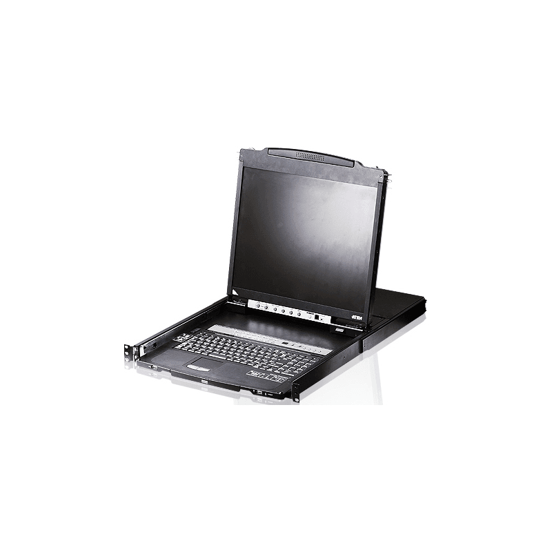 Консоль управления, LCD 19"(1280x1024), лат./рус. клав., 16-портовый KVM-переключатель, +1 remote user(SPHD18(Male)),2хUSB(Тип а Female), KVM-порты: SPHD15(Female), каскадирование./ 16P Dual RAIL LCD KVMP SWITCH 19INCH
