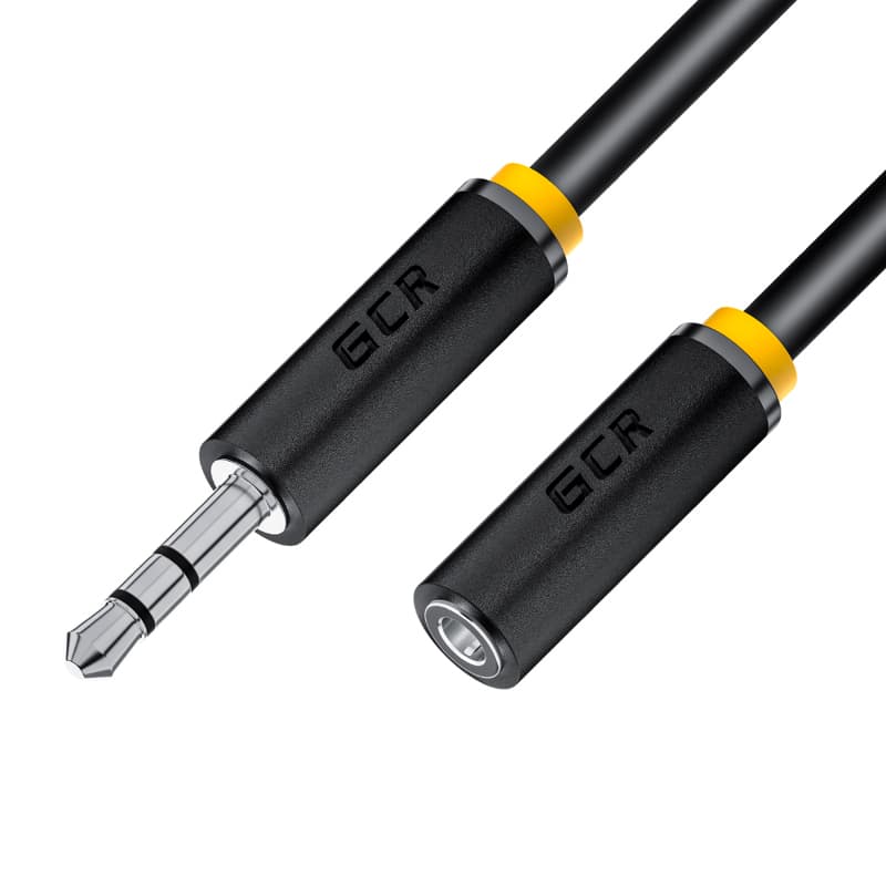 GCR PRO Удлинитель аудио 30.0m jack 3,5mm/jack 3,5mm черный, ультрагибкий, M/F, Premium, экран, стерео