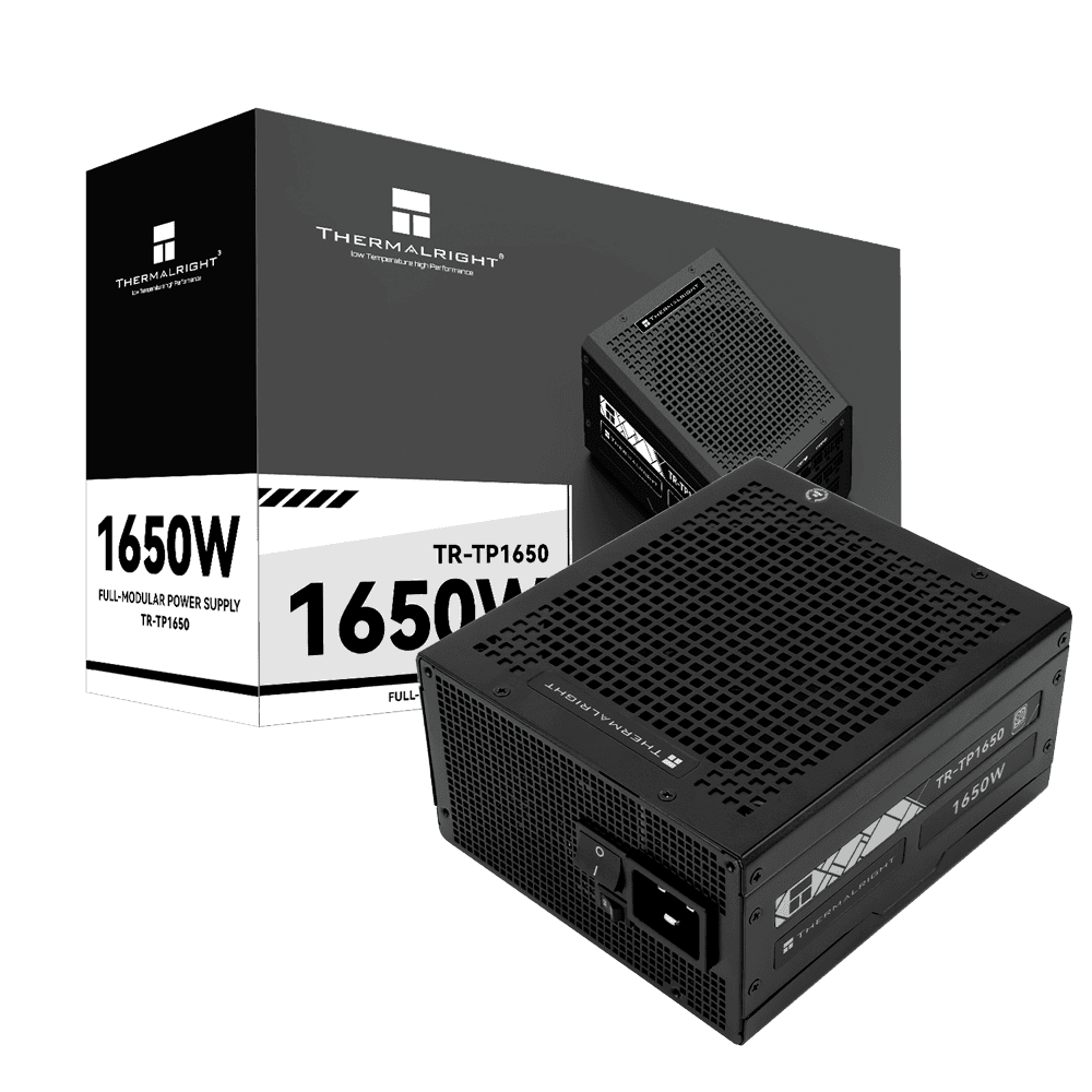 Блок питания 1650W/ Power Supply Thermalright, 1650W 80+ Platinum (ATX, 3.0, PCIe 5.0, Full modular, 1x24(20+4)pin 600mm, 3xCPU 8(4+4)pin, 4xPCIe*2 8(6+2)pin, 2x12VHPWR PCIe 5.0 12+4pin 600mm, 6xSATA, 5xMOLEX4pin, Active, 120x120mm, 170x150x86mm, OPP, OVP, OTP, OCP, SCP, black)