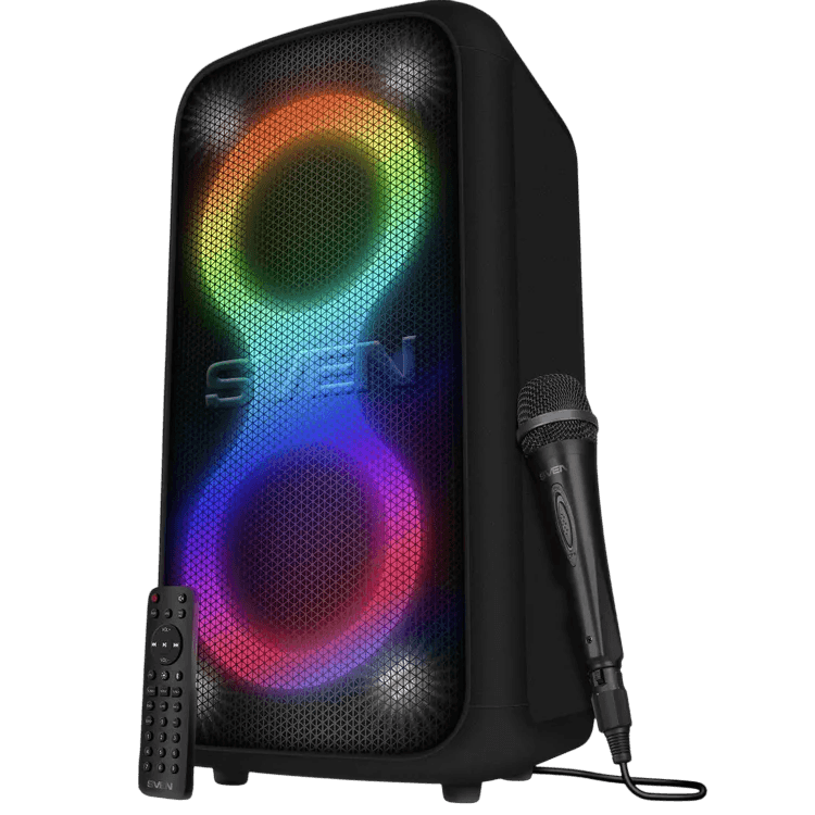 SVEN PS-1000, черный, акустическая система 2.0, мощность 2x80 Вт (RMS), Bluetooth, TWS, FM, USB, LED-дисплей, встроенный аккумулятор