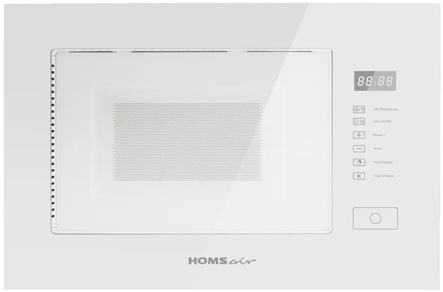Микроволновая печь встраиваемая HOMSair/ Микроволновая печь встраиваемая HOMSair MOB205WH, дисплей, 8 режимов, гриль, сенсорное управление, мощность 1080 Вт, объем 20 л, цвет белый