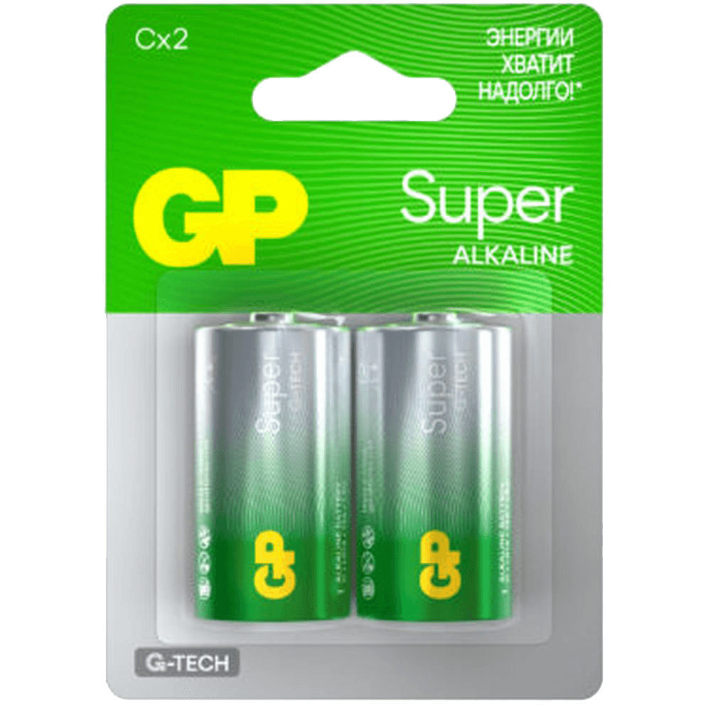 Алкалиновые батарейки GP Super Alkaline G-Tech 14А типоразмера C - 2 шт. на блистере (2 шт.)