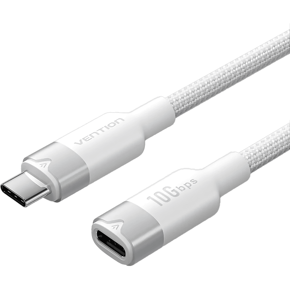 Кабель-удлинитель Vention USB 3.2 Gen2 CM/CF - 1м. Белый 5А PD100W
