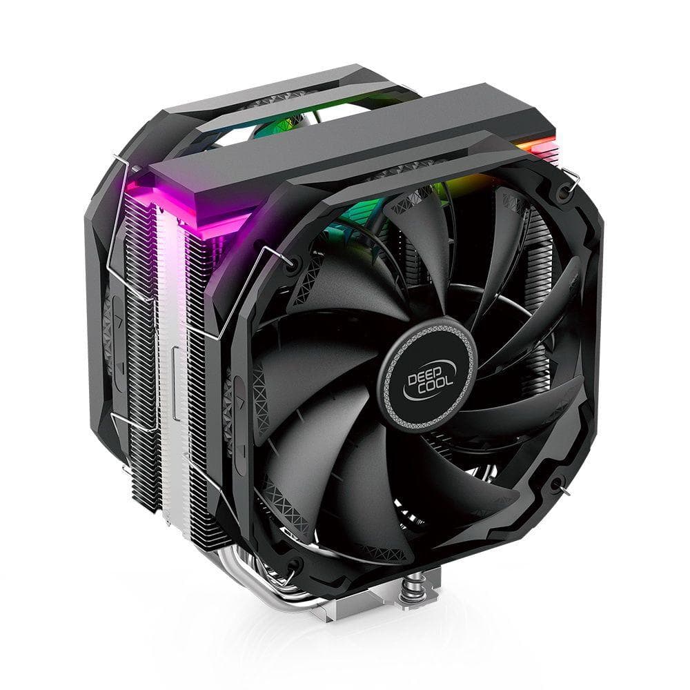 Вентилятор Deepcool AS500 PLUS RTL (727071) (Height 164mm, 6mm x 5pcs, Fan 140mm*2, 500;1200RPM ±10%, 29.2 dB(A), 4-pin PWM, TDP 220W, Screw, Socket AMD AM4, Intel LGA 2066/2011-v3/2011/1700/1200/115x)
