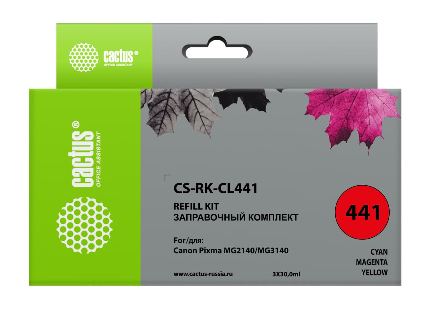 -/ Заправочный набор Cactus CS-RK-CL441 многоцветный 3x90мл для Canon MG2140/MG3140