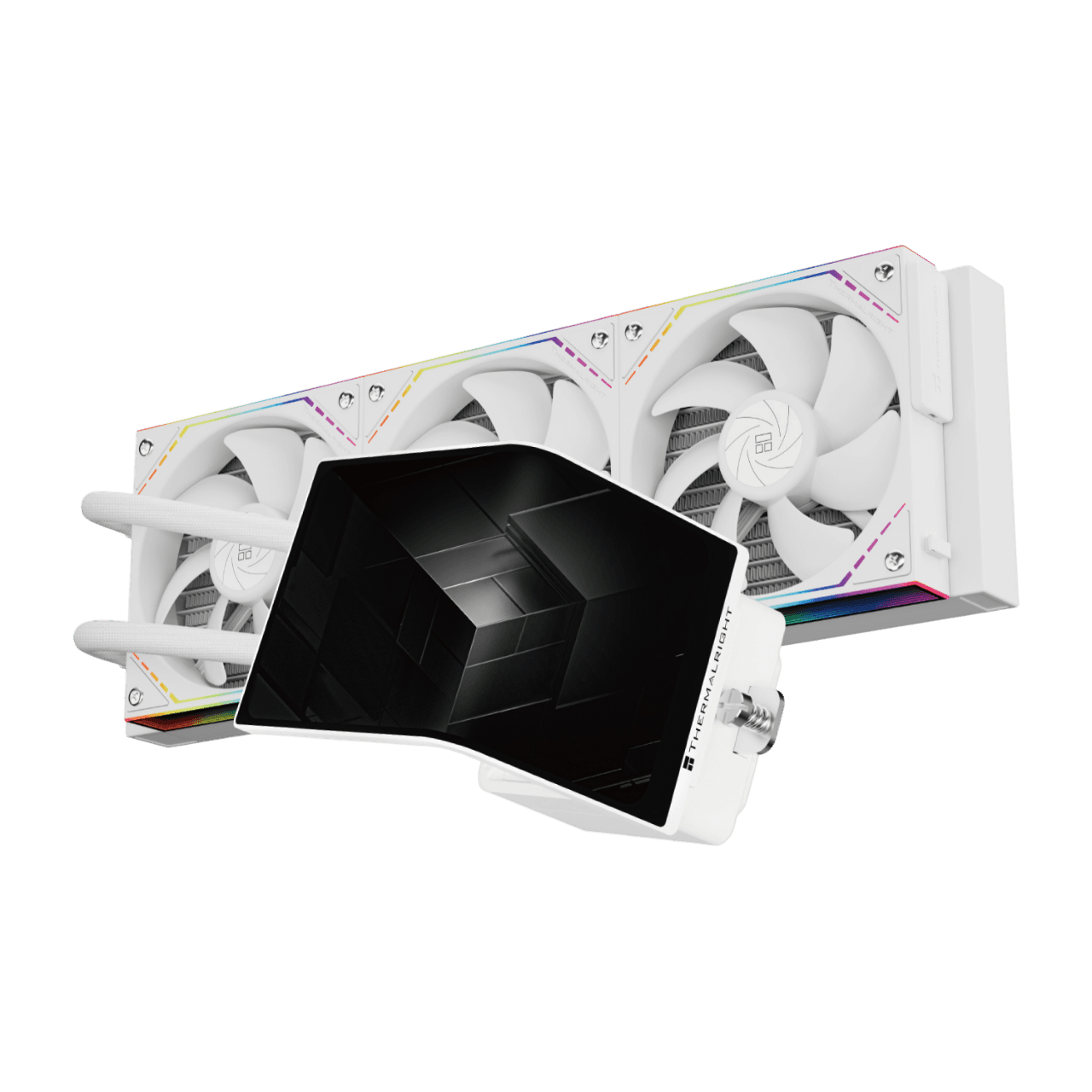 Система жидкостного охлаждения/ Water Cooling System Thermalright Levita Vision 360 (360mm, LED, White, ARGB/ Fans: 3x120mm, 68.9CFM, 28.2dBA, 2000RPM/ Pump height 98mm, 3000RPM, Rad thickness 27mm/ S: 1700, 1200, 1851, 115X, 2011, 2066, AM5, AM4)