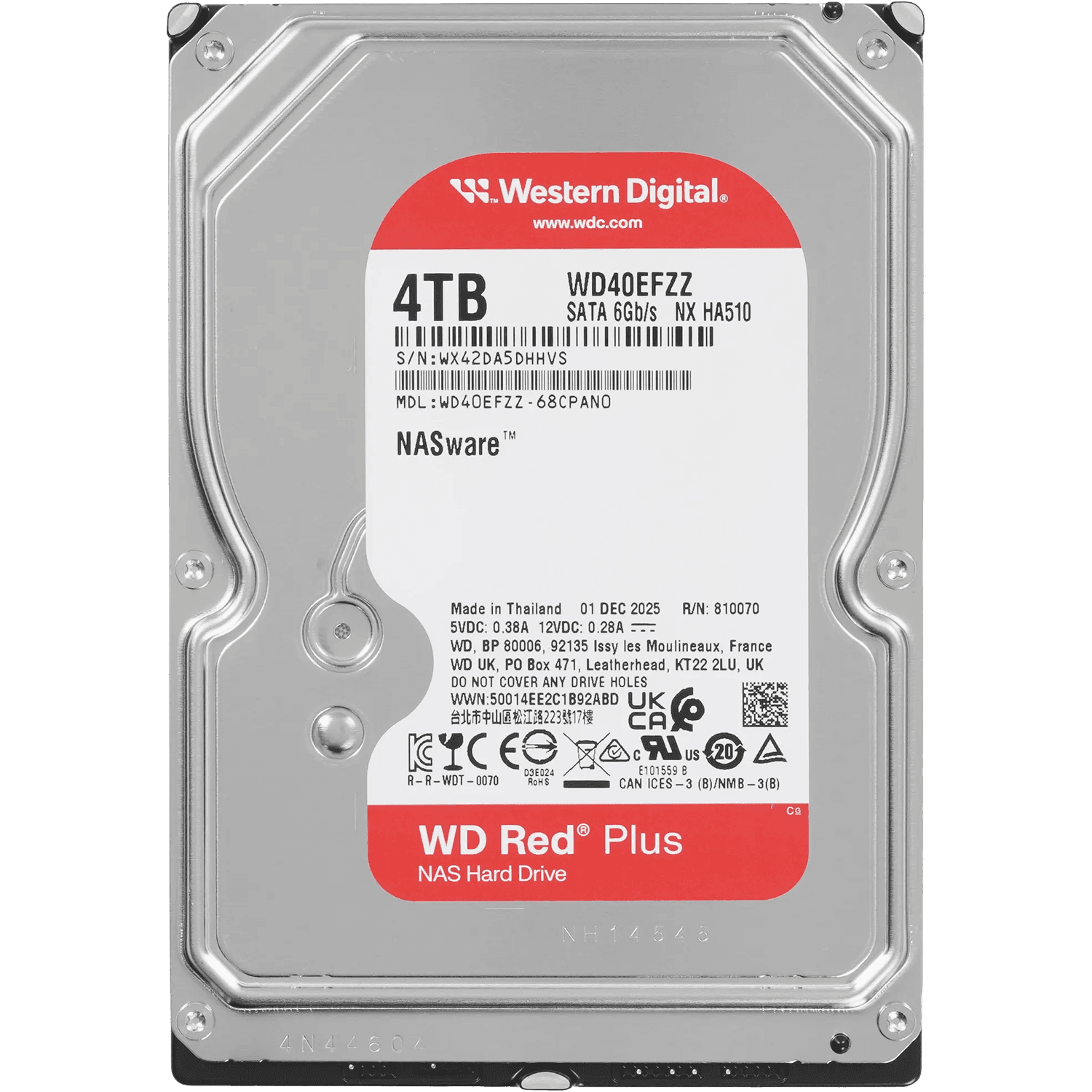 WD HDD Red Plus WD40EFZZ 4ТБ SATA3 5400об/мин 128МБ