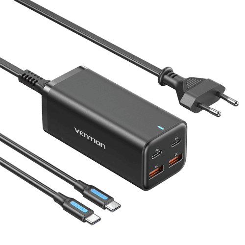 Сетевое зарядное устройство Vention на 4 порта GaN 100W USB (C+C+A+A) Чёрный, шт.